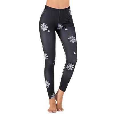 China Wholesale Antibacterial Christmas Snow Printed Yoga Pants For Women Compression Workout Leggings for sale