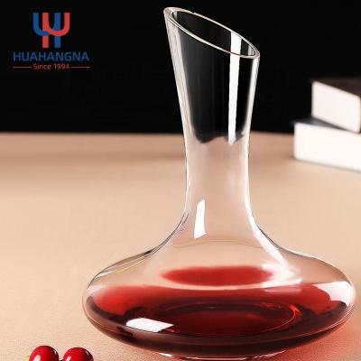 China HUAHANGNA Free Sample Hand Blown Support Custom Elegant Clear 1500ml Engraved Logo Wine Stocked Glass Decanters Great For Home Kitchen for sale