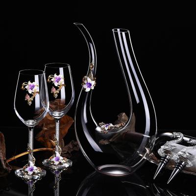 China New Classic / Postmodern 1500ml Enamel Red Wine Glass Decanter Goblet Set Glass Cups Kit 470ml for sale