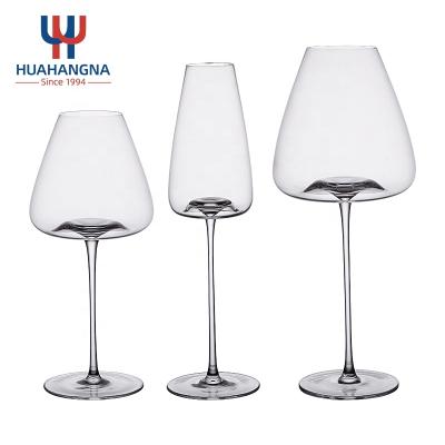 China New Classic/Postmodern Long Glass Goblet Crystal Wine Glasses Cup Transparent Clear Large Stem Red Wine 600ml/20oz for sale