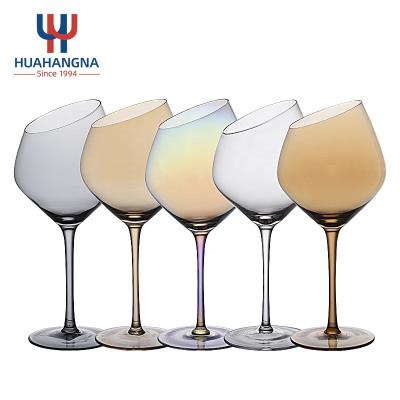 China Dishwasher Safe Free Sample Hand Blown Colored Wine Glasses Long Stem Wine Glass For Wine Tasting Wedding Birthday Christmas for sale