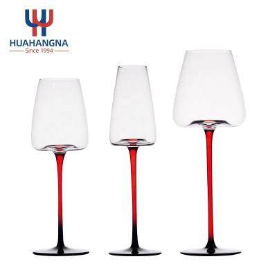 China New Wholesale Unique Large Size Handcrafted Classic/Postmodern Modern Design 600ml 20oz Crystal Red Long Stem Wine Glasses For Party Wedding Restaurant for sale