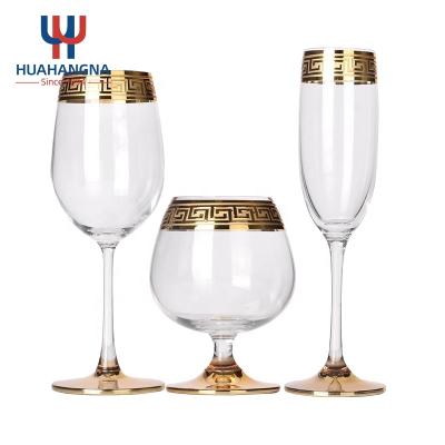 China New Classic/Postmodern European Luxury Multi-size Plated Gold Or Sliver Rim Champagne Red Wine Glass Goblets For Wedding Party Celebration for sale