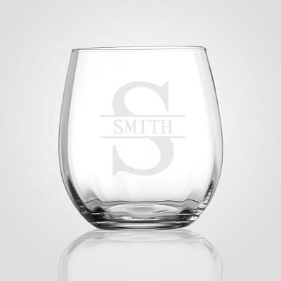 China New Custom Text Clear Classic/Postmodern Personalized Etched Stemless Wine Glass 15.8oz For Christmas Wedding Retreat Proposal for sale