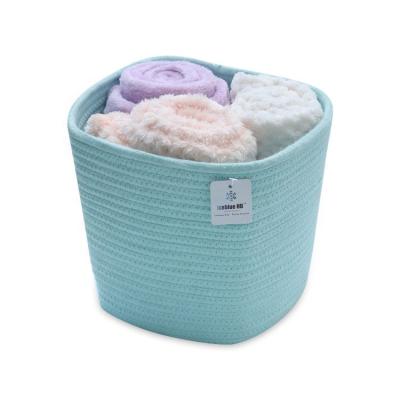 China ICEBLUE Household Woven Basket Viable Wholesale Cyan Square Storage Boxes for sale