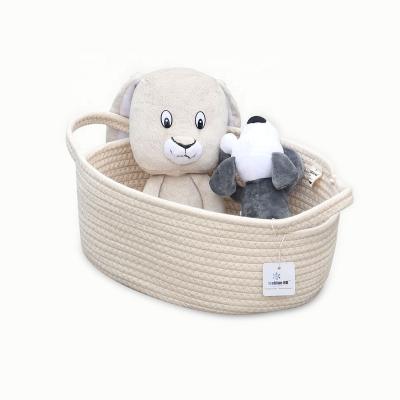 China ICEBLUE Toy Storage Basket Cotton Rope Viable Medium Beige Woven Basket for sale