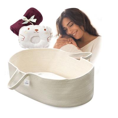 China Eco-friendl ICEBLUE HD Custom Fast Delivery Cotton Rope Woven Beige Baby Moses Basket for sale