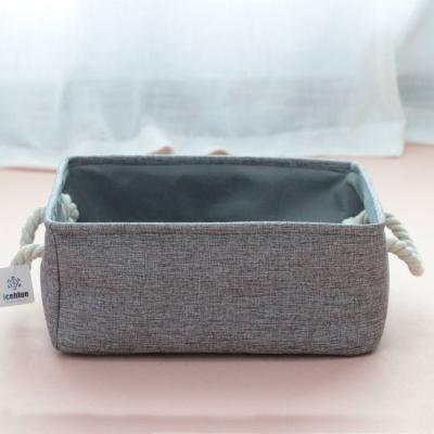 China ICEBLUE Folding On Sale Gray Storage Box Rectangular Fabric Medium Storage Trash Line for sale