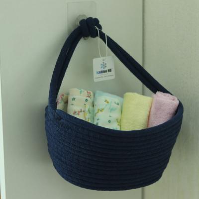 China ICEBLUE HD Modern Simple Fast Delivery Navy Cotton Woven Wall Hanging Basket For Bathroom for sale