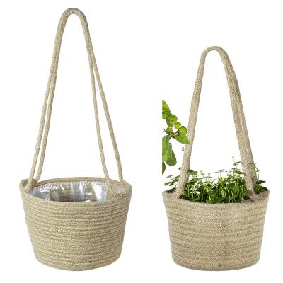 China Wholesale Modern Simple Natural Fast Delivery Jute ICEBLUE HD Hanging Basket Planter for sale