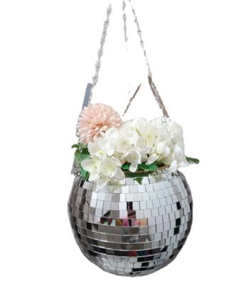 China ICEBLUE HD Modern Simple Plastic Flower Pot Hanging Mirror Tiles Disco Ball Planters for sale