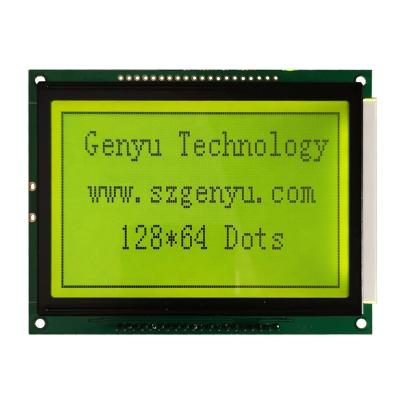 China Custom LCD Display Yellow Green Stn 128*64 Dot Mono Lcd Display Digits 8 Bit LCD 128X64 128X64 Graphics Display Module 107*85*12.5mm for sale