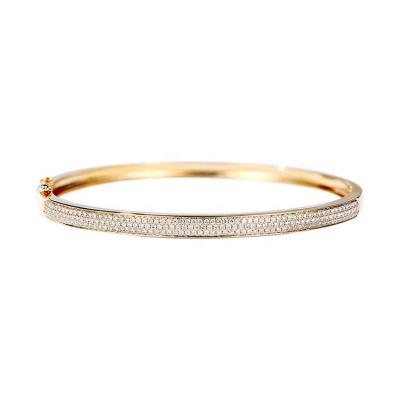 China Wholesale Price 0.8 Best Carat Real Lab TCW CLASSIC Round Cut Line 18k Gold Bangle Diamond 3 Bridal Bracelet for sale