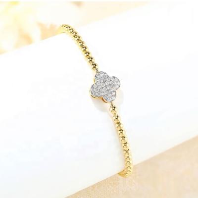 China CLASSIC Gold Inlaid 18K Gold Inlaid Chain Bracelet Women's Fashion Lucky Four Leaf Clover Extended Chain Bracelet for sale