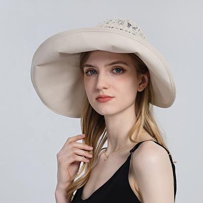 China Big Thin Brim Fisherman Fishing Hat New Lace Up Foldable Fisherman Breathable Fishing Hats Sun Hat Female Thin Brim Floral Summer Large Empty Top For Women for sale