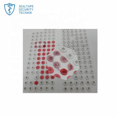 China Sensitive Irreversible Water Safety Label Sheet Turns Red When Meet Water Damage Indicator Stickers for sale