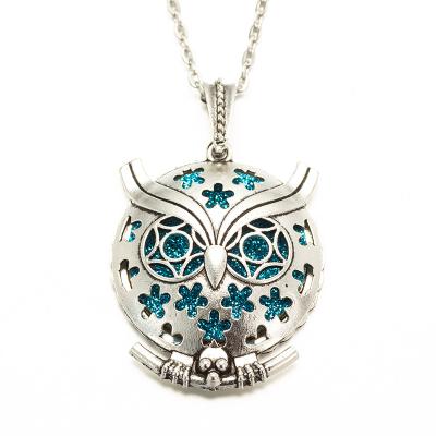 China Fashion Aromatherapy Ladies Necklace Women Owl Pendant Perfume Essential Oil Diffuser Jewelry for sale