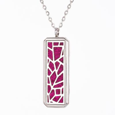 China Wholesale TRENDY Stainless Steel Aromatherapy Women Necklace Fashion Rectangle Jewelry Perfume Essential Oil Diffuser Necklaces for sale