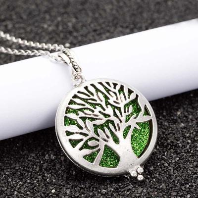 China Wholesale Trendy Fashion Aromatherapy Women Necklace Tree Photo Pendant Box Perfume Essential Oil Diffuser Jewelry for sale