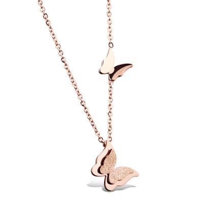 China Amazon Hot Selling Stainless Steel Ladies Jewelry 18K Gold Women Butterfly Necklace TRENDY for sale