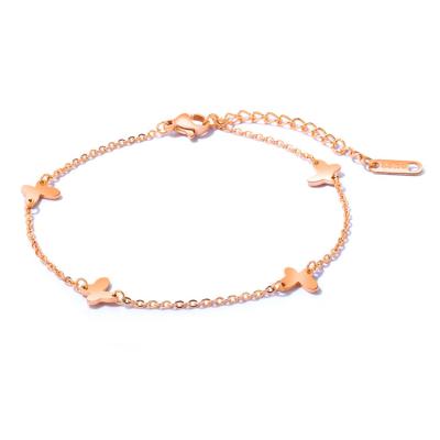 China FASHIONABLE made in china summer beach butterfly anklet chain stainless steel 18K gold anklets for girl for sale