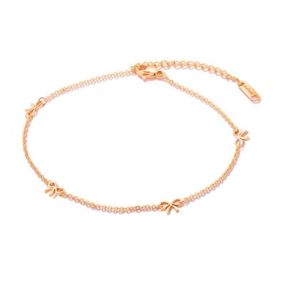 China New Style TRENDY Korean Fashion Butterfly Girl Anklet Chain Stainless Steel 18K Gold 18K Gold Anklets For Women for sale