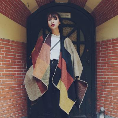 China Lady Scarf Travel Shawl Plaid Selling Amazon Ethnic Feeling Soft Warm Smooth Imitation Cashmere Split Thickened Scarves for sale