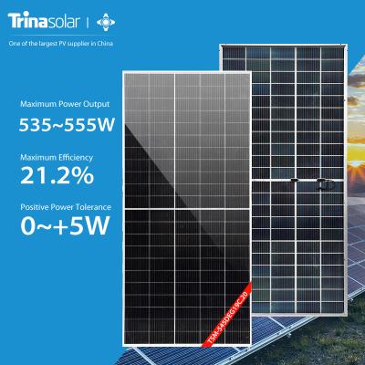 China EVA / POE Trinasolar Energy 210mm Solar Panels 535W-555W PV Power Up Mono Bifacial Solar Sale for sale