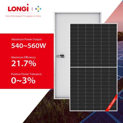 China Longi 540W 545W 550W 555W 560W printed solar panels double bifacial glass solar panel structure fotovoltaico pergolato 166*166mm for sale