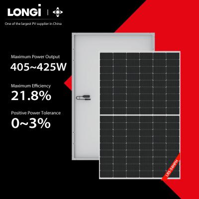 China Longi 405W 410W 415W 420W 425W Felt Full Black Solar Panels PV Module Solar Panel Roof zonnepanelen met stekker 182mmx182mm for sale