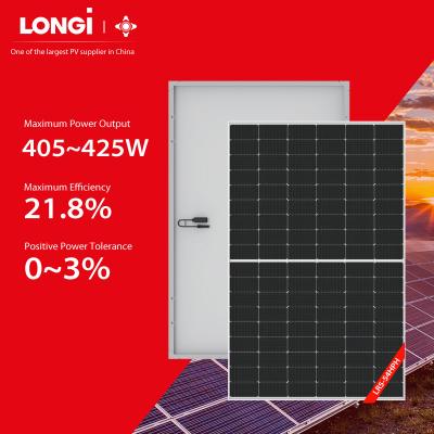 China Longi 405W 410W 415W 420W 425W 405W 410W 415W 420W 425W Solarmodule Roof Raised Solarmodule Monocrystalline Glass Schwarz 182mmx182mm for sale