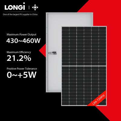 China High Quality LONGi Mono Solar Powered Half Cell PV Modules 430W-460W Solar Panels In Stock With Competitive Price 166mmx166mm for sale