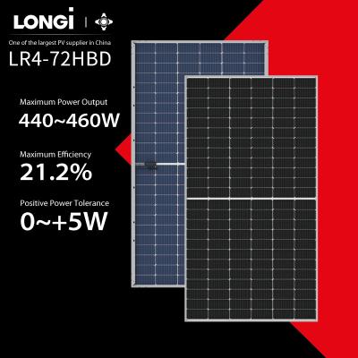 China LONGi Top Solar Power Double-Glass Brand Mono Cell PV Modules 425W-455W Half Solar Panels In Stock With Good Price 166mmx166mm for sale