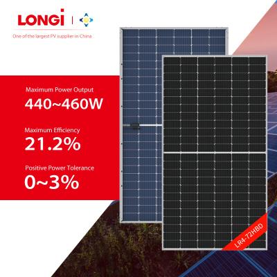 China Longi 440W 445W 450W 455W 460W dual kit solar panel mono solar panel glass bifacial roof structure by fotovoltaico 166*166mm for sale