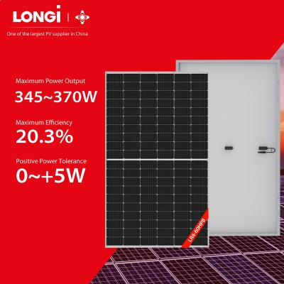 China LONGi Solar Power All Black Mono PERC 345W-370W With Half-Cut Technology PV Solar Panel Are Available 166mmx166mm for sale