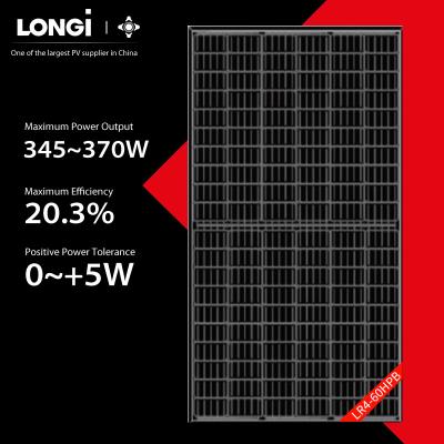 China Longi 345W 350W 355W 360W 365W 370W 166*166mm Solar Photovoltaic Solar Panel Power Generation PV Module Panel Suppliers for sale