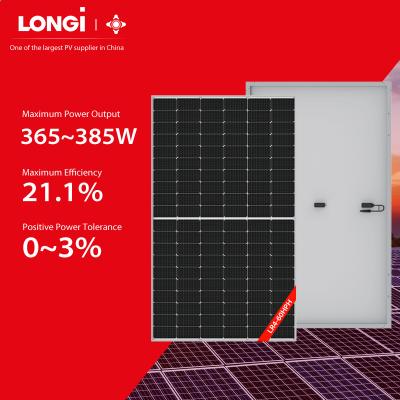 China Longi 365W 370W 375W 380W 385W Solar Panel For Solar Power System Home PV Module Double Glass Solar Panel 166*166mm for sale