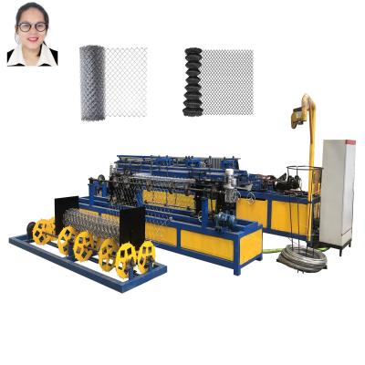 China Fully automatic diamond die double wire mesh chain link fence machine factory for sale