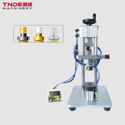 China TNDE Pure Pneumatic Pneumatic Perfume Bottles Crimping Machine Crimper For Pump Foot Switch Work Silver Way for sale