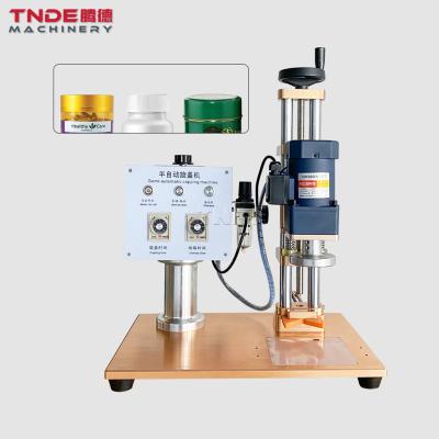 China Tengde Fast Sealing Semi-automatic Single Head Capping Machine for Honey Jars Glass Bottles for sale