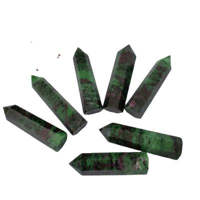 China Wholesale Natural Europe Epidote Quartz Tower Crystal Red Zoisite Heads Jasper Red Green Magic Wand for Chakra Healing and Home Decoration for sale