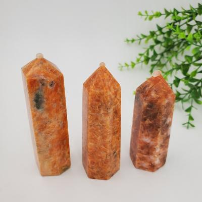 China Wholesale Europe natural hand carved high quality healing Sun tower feng shui stone crystal point for home decoration for sale