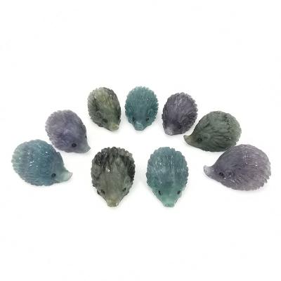 China Wholesale High Quality Nature Crystal Carving Animal from Europe Hand-carved Fluorite Crystal Hedgehog for Souvenirs for sale