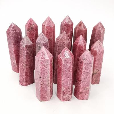 China Wholesale high quality natural red crystal point fengshui point Rhodonite Europe healing crystal tower for home decoration for sale