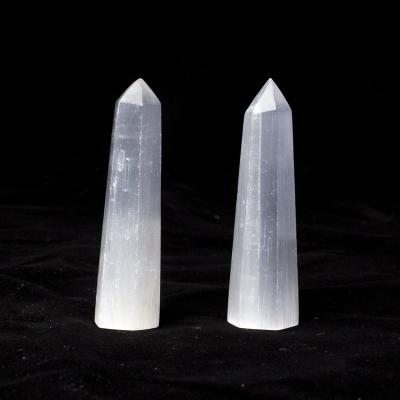 China Europe Wholesale High Quality Natural White Selenite Opens Points Healing Crystals Selenite Magic Wands For Feng Shui for sale