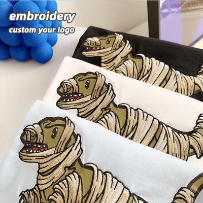 China Custom Embroidered Anti-wrinkle Cotton T-shirt Customized Embroider T-shirt Customize Embroidery T-shirt for sale