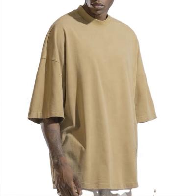 China Luxury Cotton Anti-Wrinkle Half Sheath Heavy Drop Neck Loose Oversized Mens White Fake T-Shirt For Men for sale