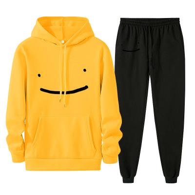 China Fall 2021 two-piece set women clothing S-3XL oversized streetwear quenching custom hoodies Anti-wrinkle with pattern smile graphic face for sale