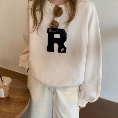 China High Quality Women's Casual Wear Towel Embroidered Anti-Wrinkle Shoulder Sleeve Towel Embroidered Solid Sweatshirt High Quality Unisex Custom Logo Sweatshirt for sale