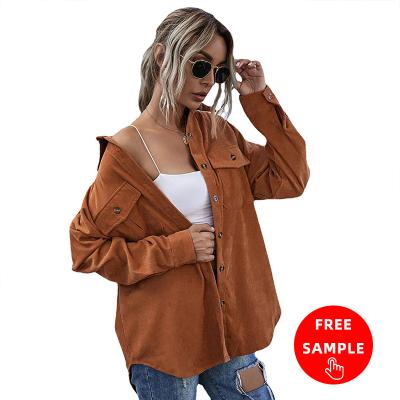 China 2021 New Arrival Anti-wrinkle Fall Winter Outer Wear Casual Stylish Thick Loose Corduroy Coat For Women for sale